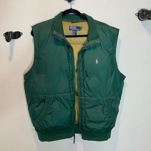 Vintage green and gold Ralph Lauren down puffer vest size large